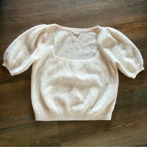Boden Mohair Puff Sleeve Square Neck Sweater